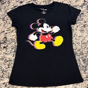 Disney Black Tee with Mickey Mouse Colorful Graphic